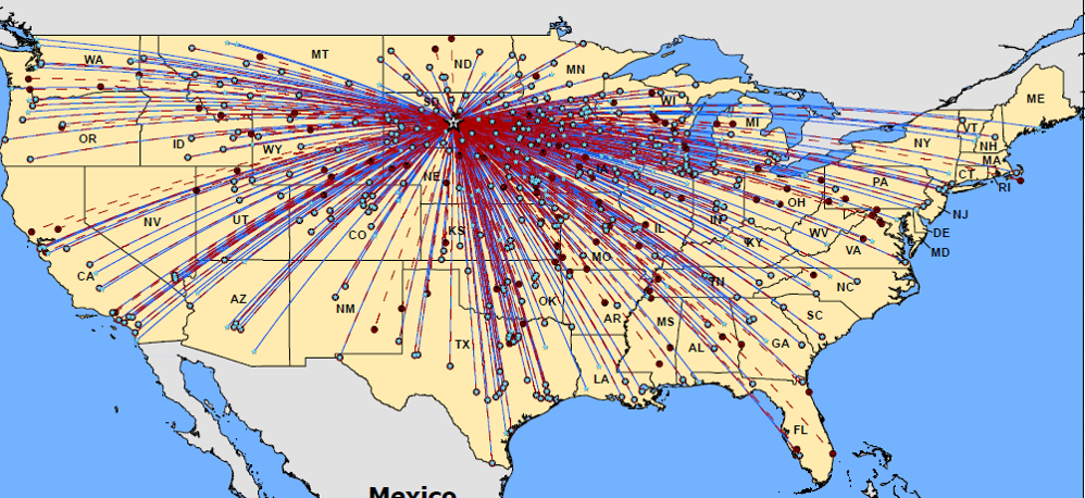 PIERRE REGIONAL AIRPORT FLIGHT ACTIVITY MAP