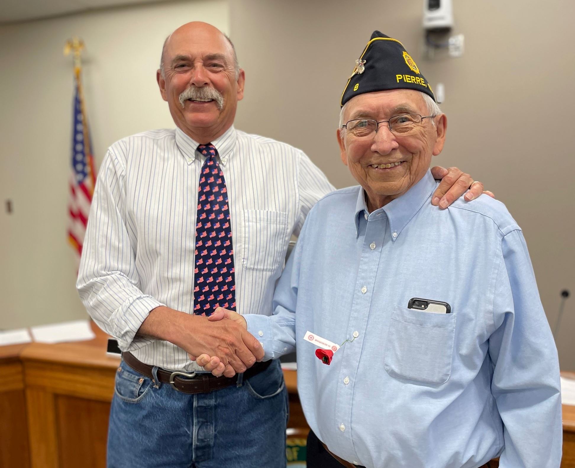 Amercian Legion and VFW donate flag pole for Hyde Stadium