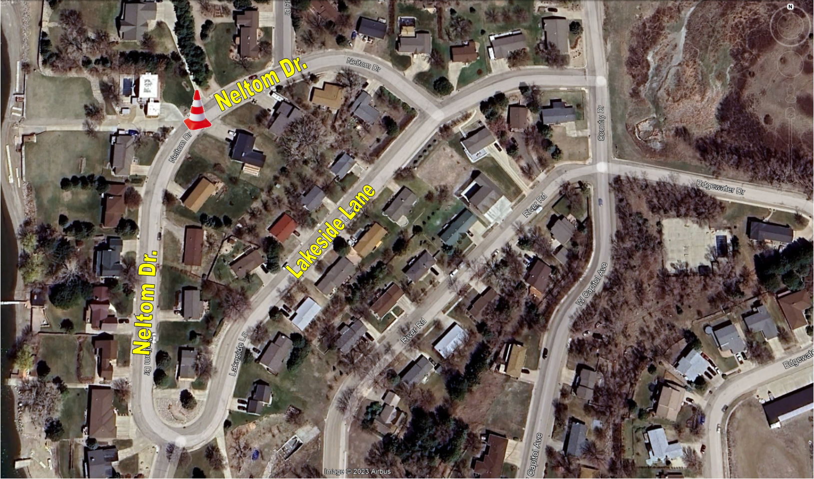 NELTOM DRIVE TRAFFIC RESTRICTION MAP