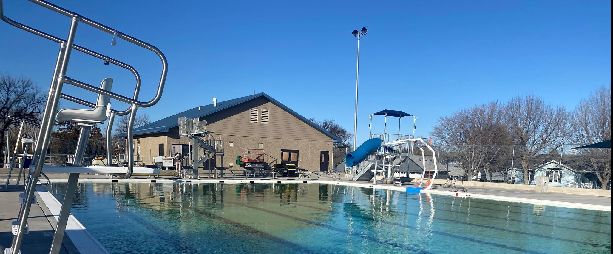 outdoor pool with water